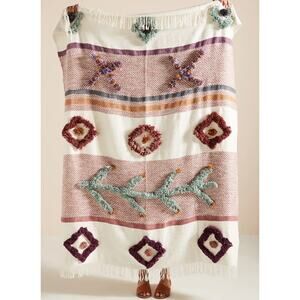 Anthropologie Tufted Mocha Throw Blanket